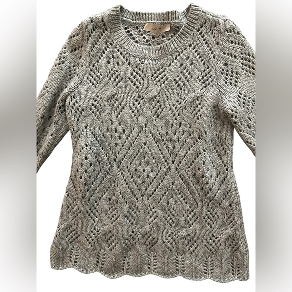 Loft Gray Knit Sweater, Womens Size Small, 10% Wool - Picture 2 of 8